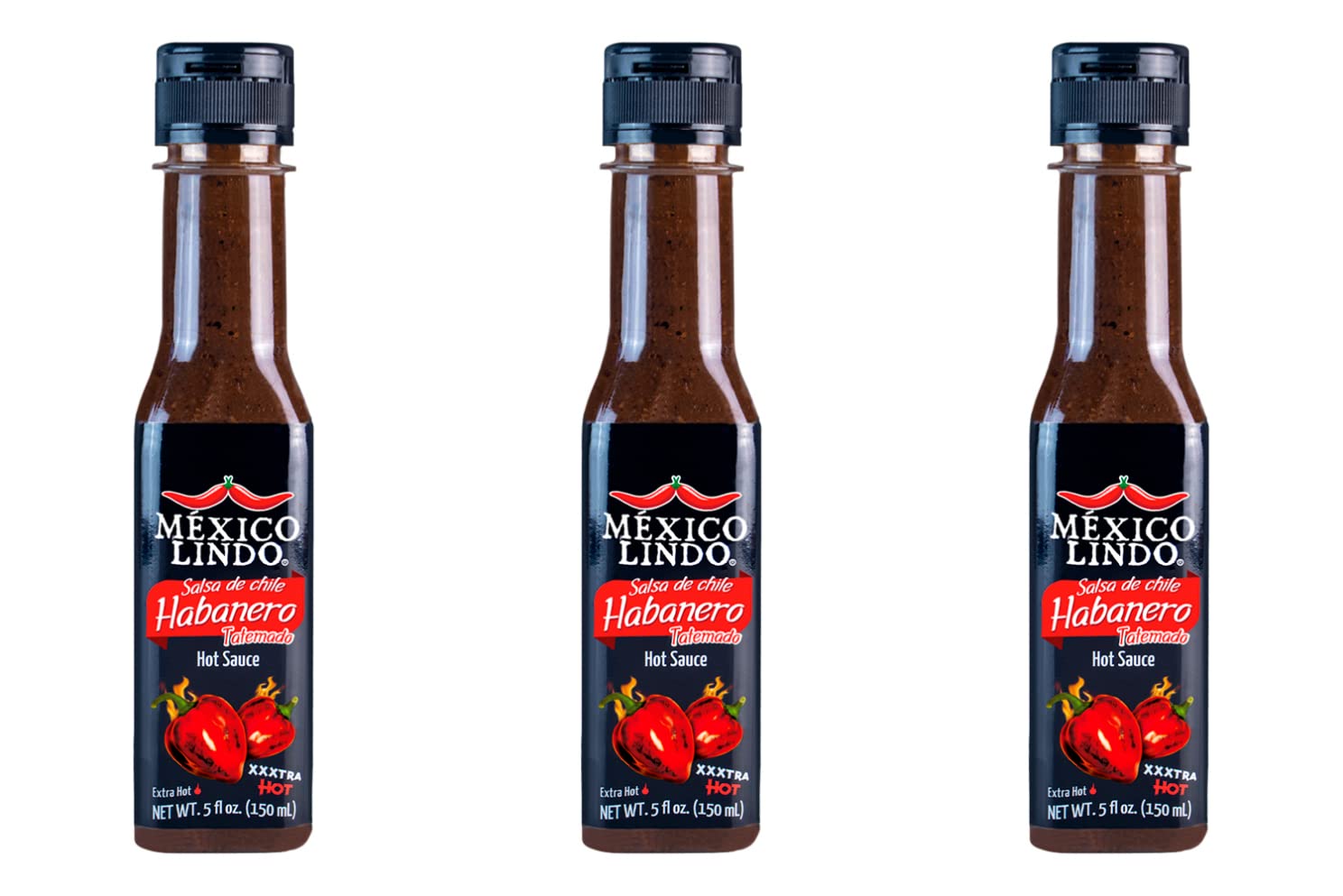 Mexico Lindo Habanero Hot Sauce Xxxtra Hot | 83,200 Scoville Level | Mix of Habanero, Tatemados & Spices | Perfect for Quesadillas, Soups & Nachos | 5