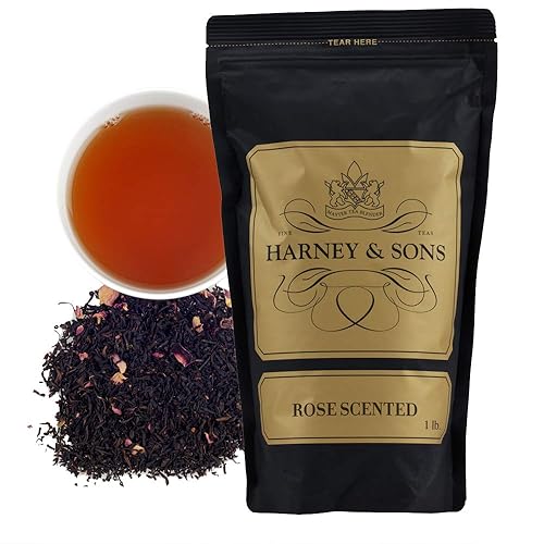 Harney & Sons Rose Scented Loose Leaf Black Tea - Floral Rose Flavored Tea, Caffeinated, 16 oz Bag