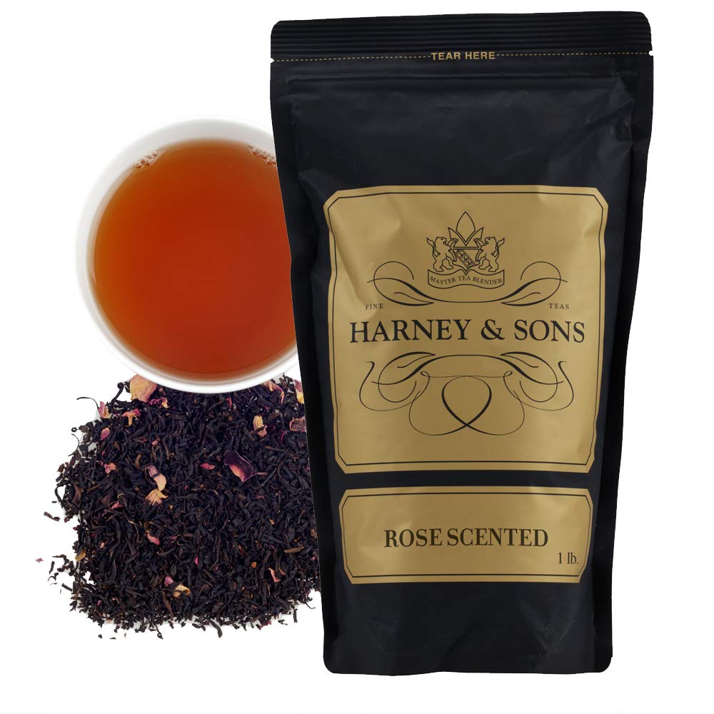 Harney & Sons Rose Scented Loose Leaf Black Tea - Floral Rose Flavored Tea, Caffeinated, 16 oz Bag