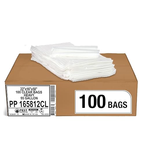 Aluf Plastics 55-60 Gallon Clear Trash Bags - (Huge 100 Pack) - 38" x 58" - 1.2 MIL - Heavy Duty Industrial Liners Clear Garbage Bags for Recycling