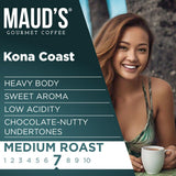 Maud's Kona Coffee Pods, 100 ct, Medium Roast Coffee in Single Serve Pods - 100% Arabica Coffee, Compatible with Keurig K Cups Maker