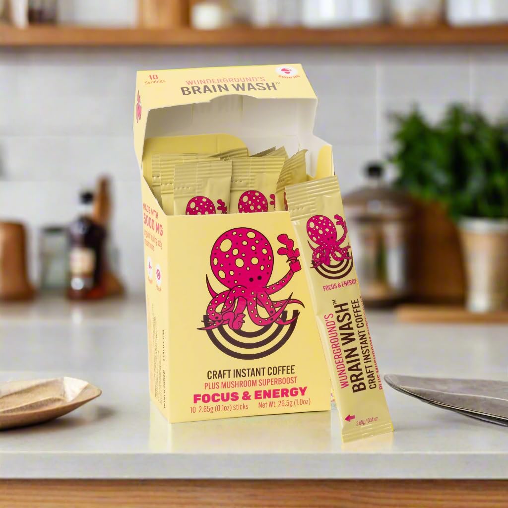 Wunderground's Brain Wash Craft Instant Coffee Plus Mushroom SuperBoost (10, Serving Carton)