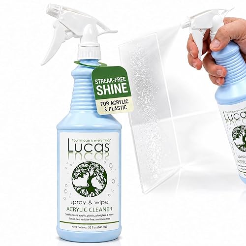 Acrylic & Plastic Cleaner Spray for Non-Porous Surfaces & Tanning Beds, Ready to Use Streak-Free Cleaner for Plexiglass, Glass, Mirrors, Chrome