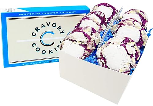 The Cravory: Ube Cookies - 12 cookies, 2.0 oz. each - Individually Wrapped - Baked Fresh - Gourmet Dessert, Snack or Baked Goods - Limited Edition