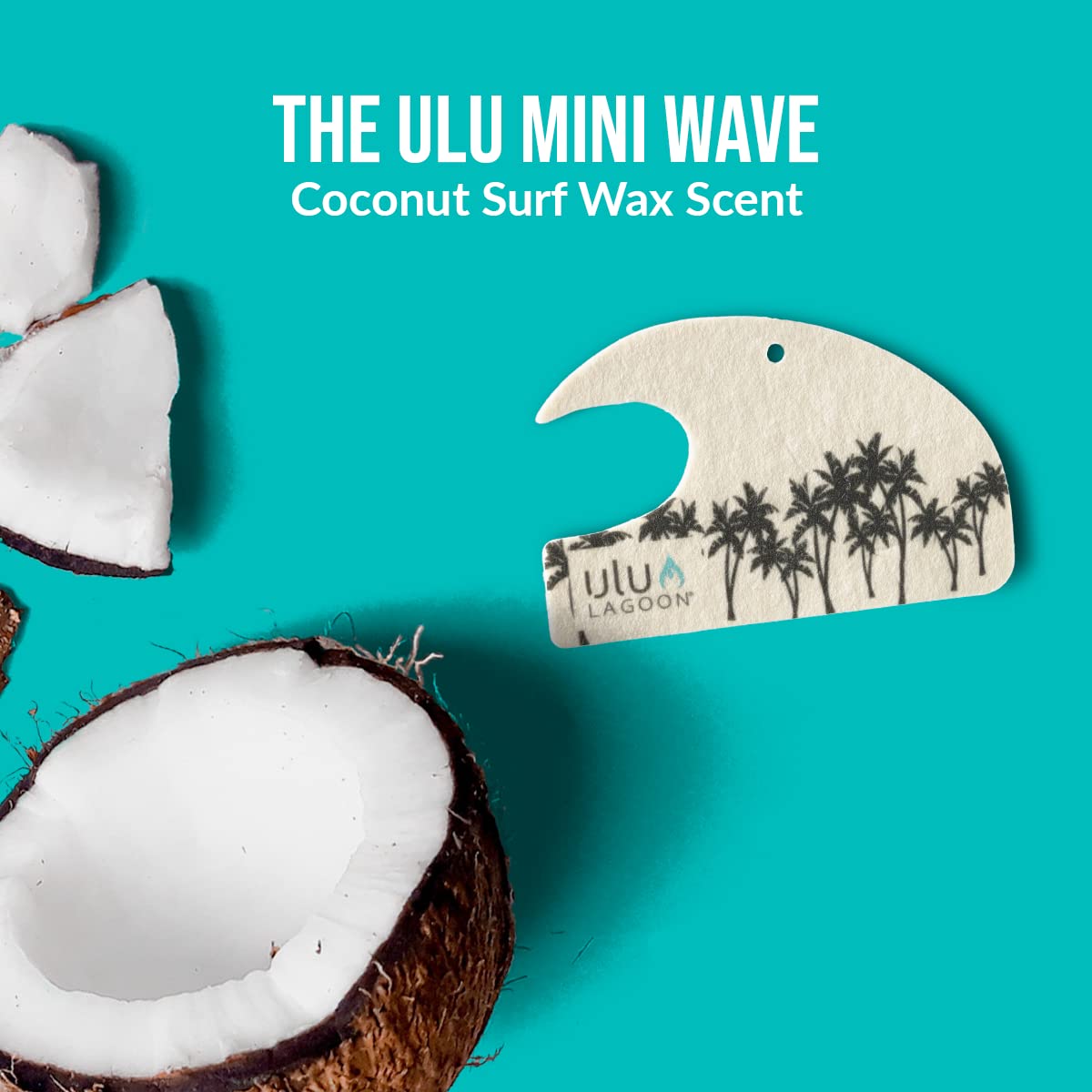 ulu Lagoon Hanging Car Air Freshener | Tropical Beach Coconut Surf Wax Scent Mini Wave | Long Lasting Car Freshener, Closet and Beyond | Made In USA |