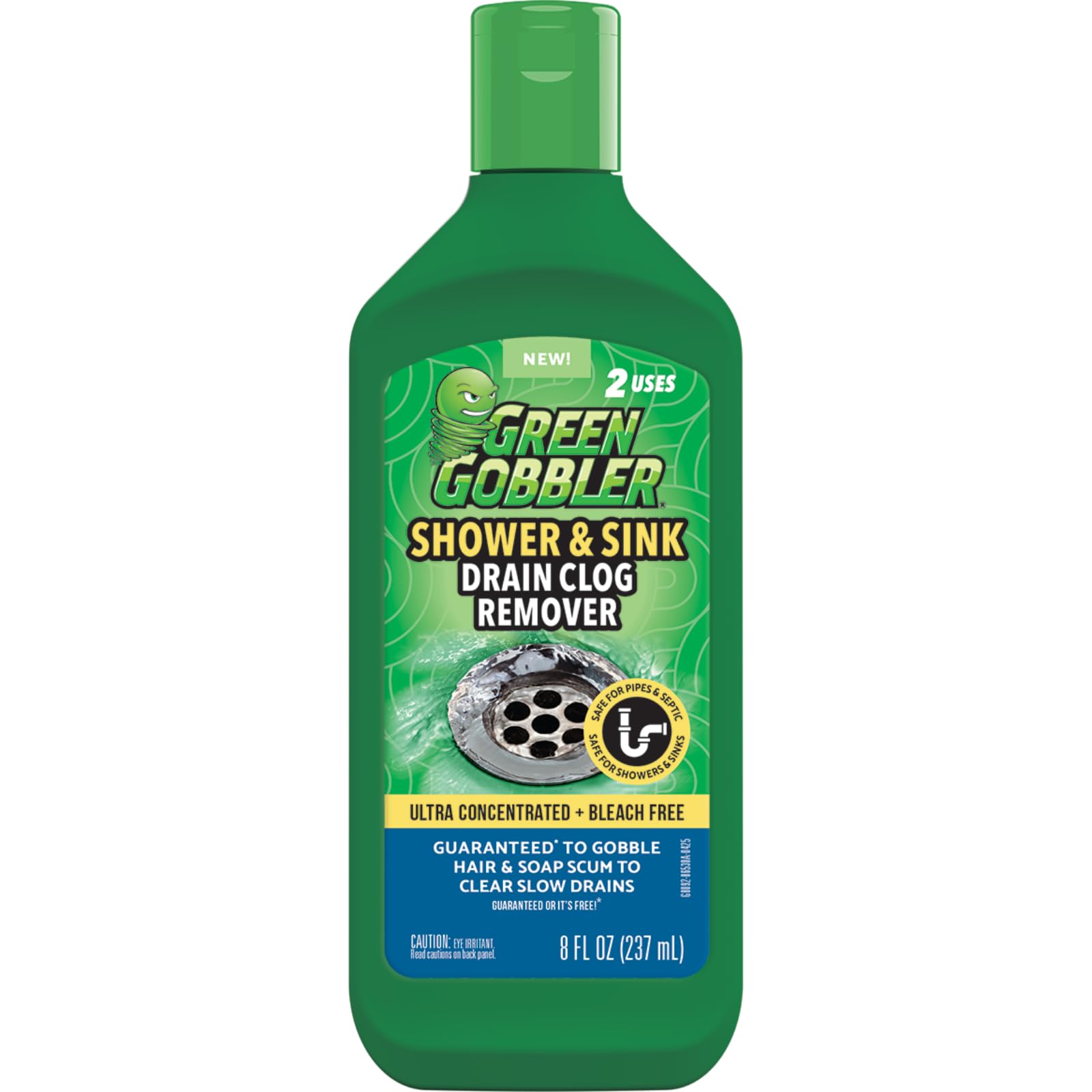 Green Gobbler Ultra Concentrated Drain Clog Remover & Cleaner | Powerful Hair, Grease & Soap Dissolver for Bathroom, Kitchen, Shower, Sink & Toilet |