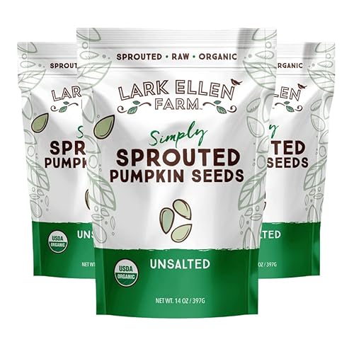 Lark Ellen Farm Sprouted Organic Pumpkin Seeds - Raw, Unsalted, Air-Dried Pepitas for Snacking, Salads, Trail Mix - USDA Organic, Non-GMO, Vegan