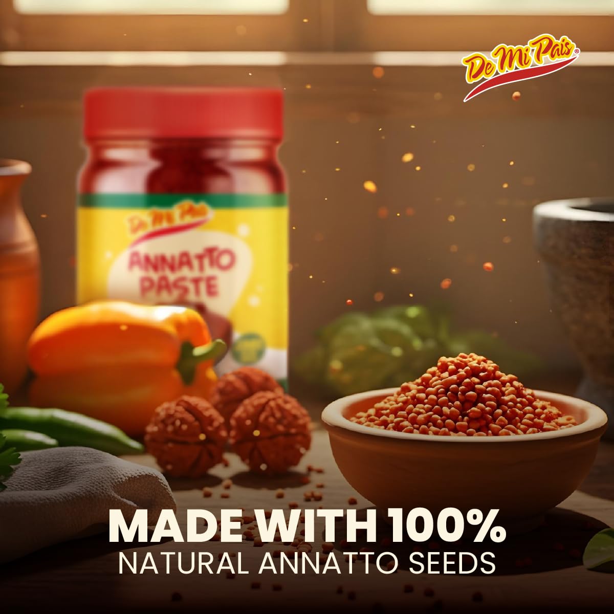 De Mi Pais Pasta Recado, Jumbo Size Annato Paste, for Authentic Achiote Seasoning, Perfect for Tacos and More, Premium Quality Spices for Flavorful