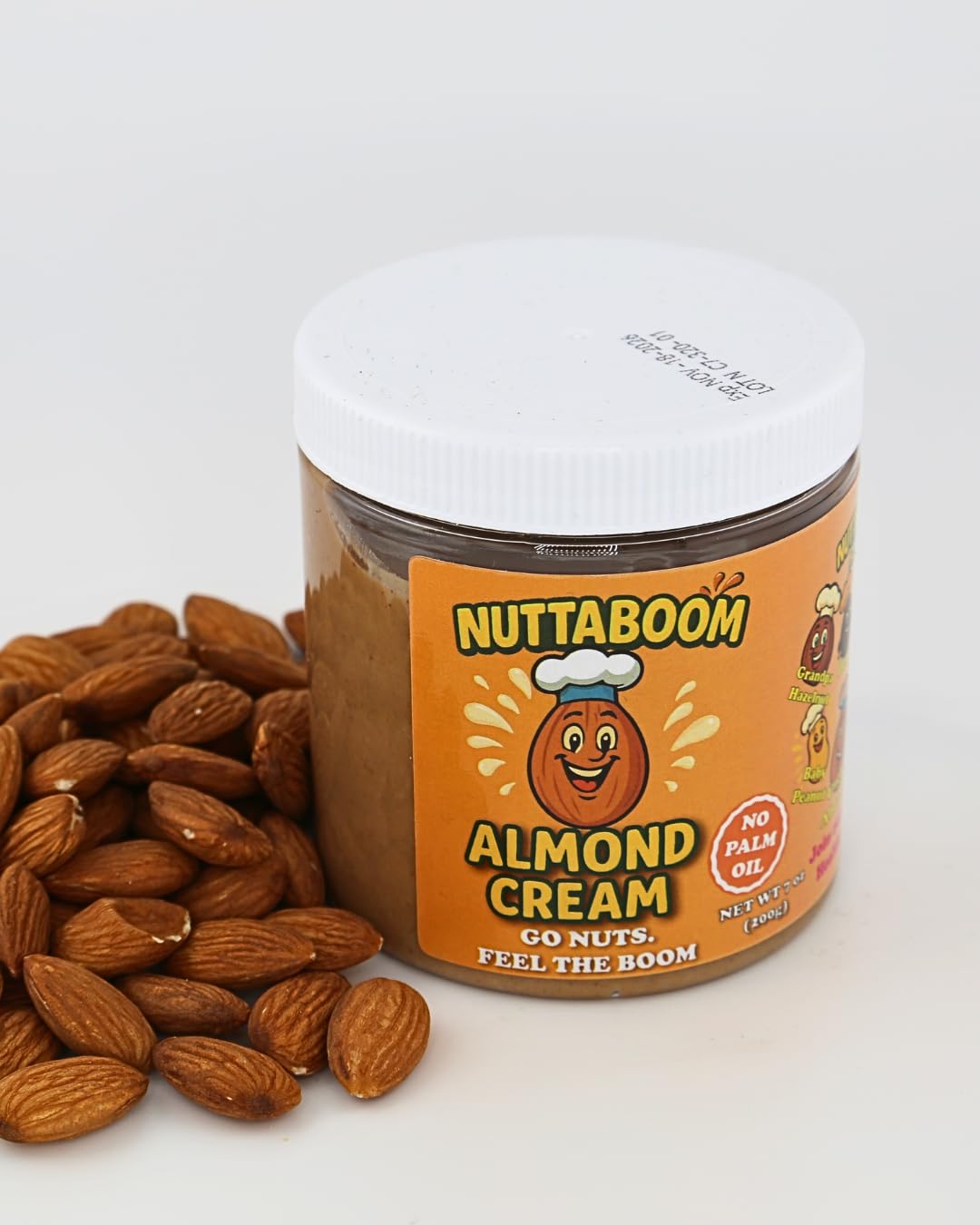 Almond Cream Spread - Nuttaboom - Natural Nut Butter with Shea Butter & Organic Coconut Oil, No Palm Oil, Healthy Bread & Toast Spread, Made in USA