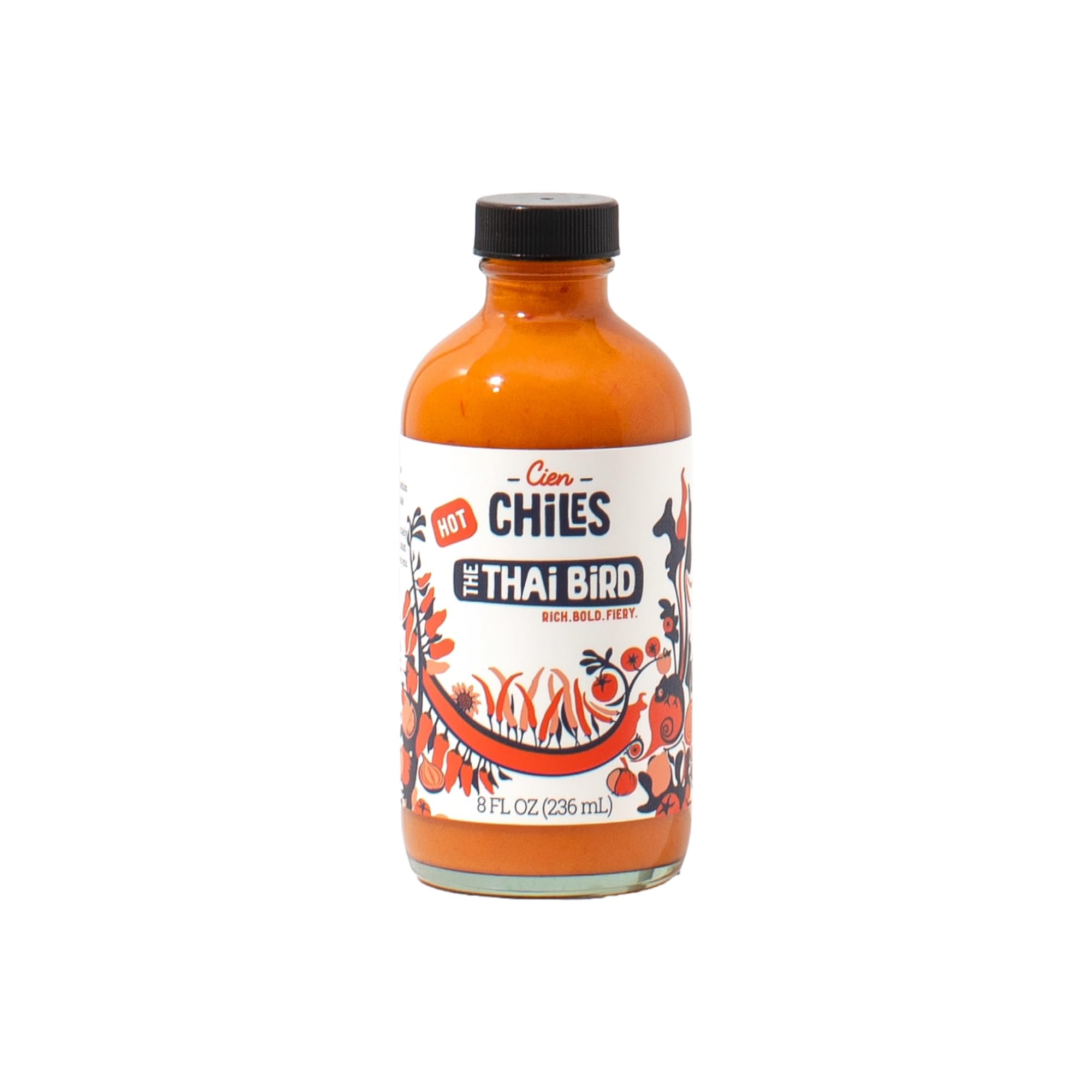 Cien Chiles The Thai Bird | All Natural Sauce | Zero Sugars, Non-GMO, Gluten-Free, Vegan | 8 OZ Bottles (1-Pack)