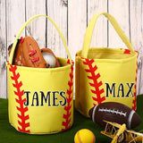 Softball Easter Basket - Personalized Sports Easter Basket, Custom Name Canvas Softball Basket for Easter Halloween, Personalized Gift for Softball
