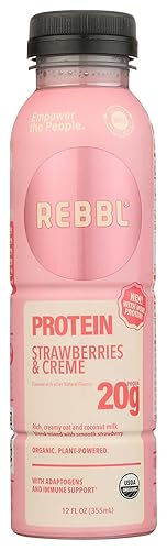 Rebbl Organic Strawberries & Creme Protein Elixir, 12 FZ