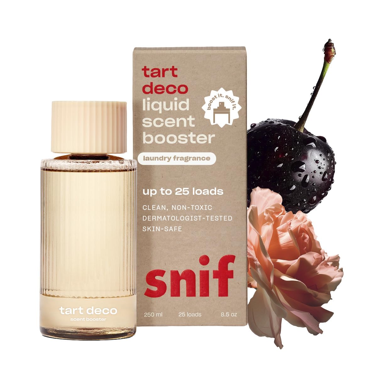 Snif Tart Deco Scent Booster, Juicy, Sophisticated Cherry Scent, 25 Loads, Non-Irritating to Skin, Clean, Non-Toxic, Vegan, Cruelty Free, 8.5oz