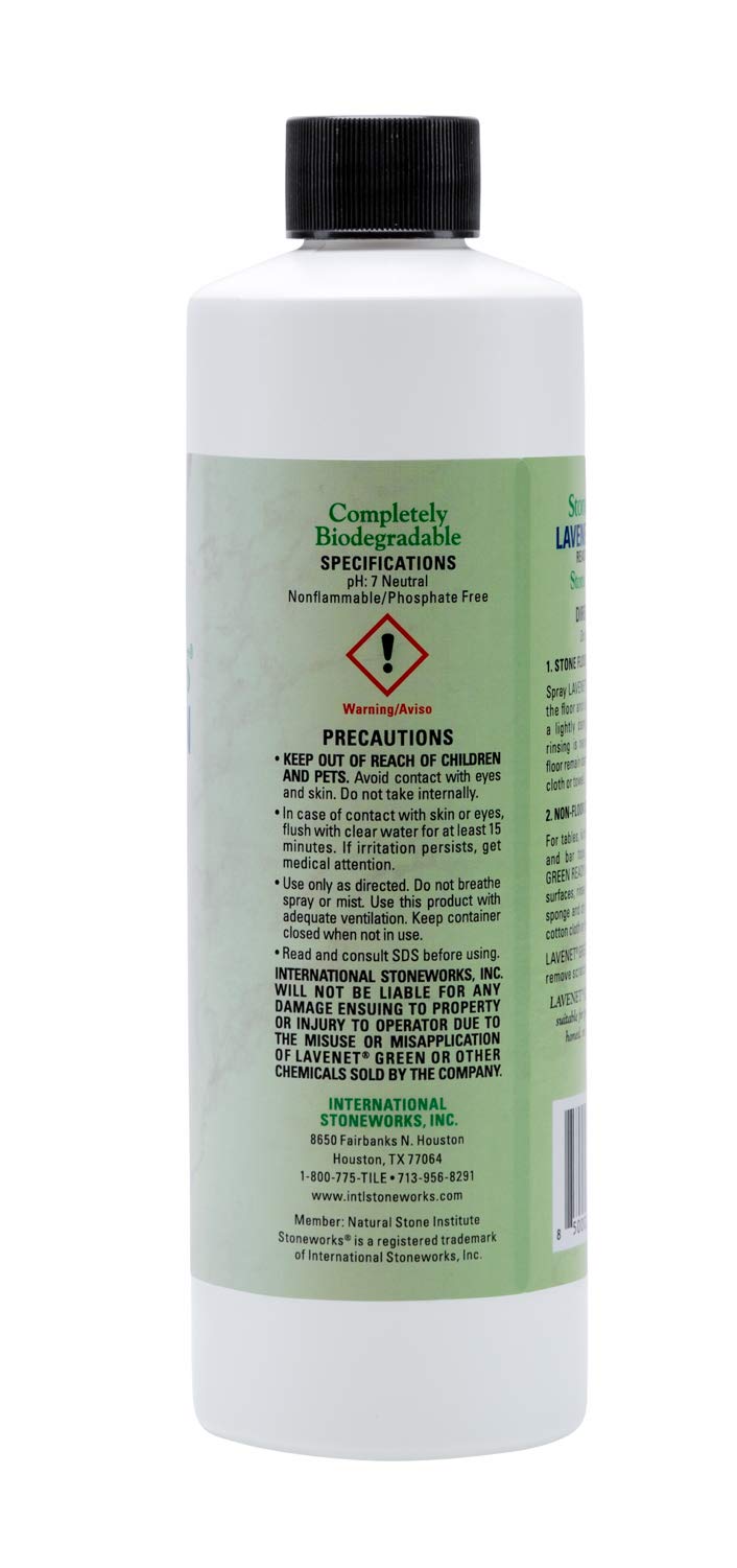 Lavenet Green Ready To Use (1 Pint) Neutral stone cleaner for marble, limestone, travertine, granite, slate, flagstone and other natural stones