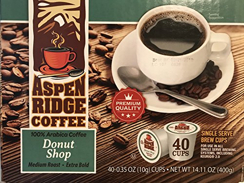 Aspen Ridge Coffee K Cups - Donut Shop Single Serve Coffee Medium Roast, Extra Bold - 40 Count