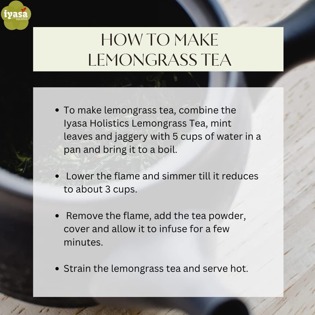 Iyasa Holistics Organic Lemongrass 4 oz - USDA Certified Lemongrass Tea Loose Leaf Cuts, Caffeine Free Tea - East Indian Malabar Grass For Cooking