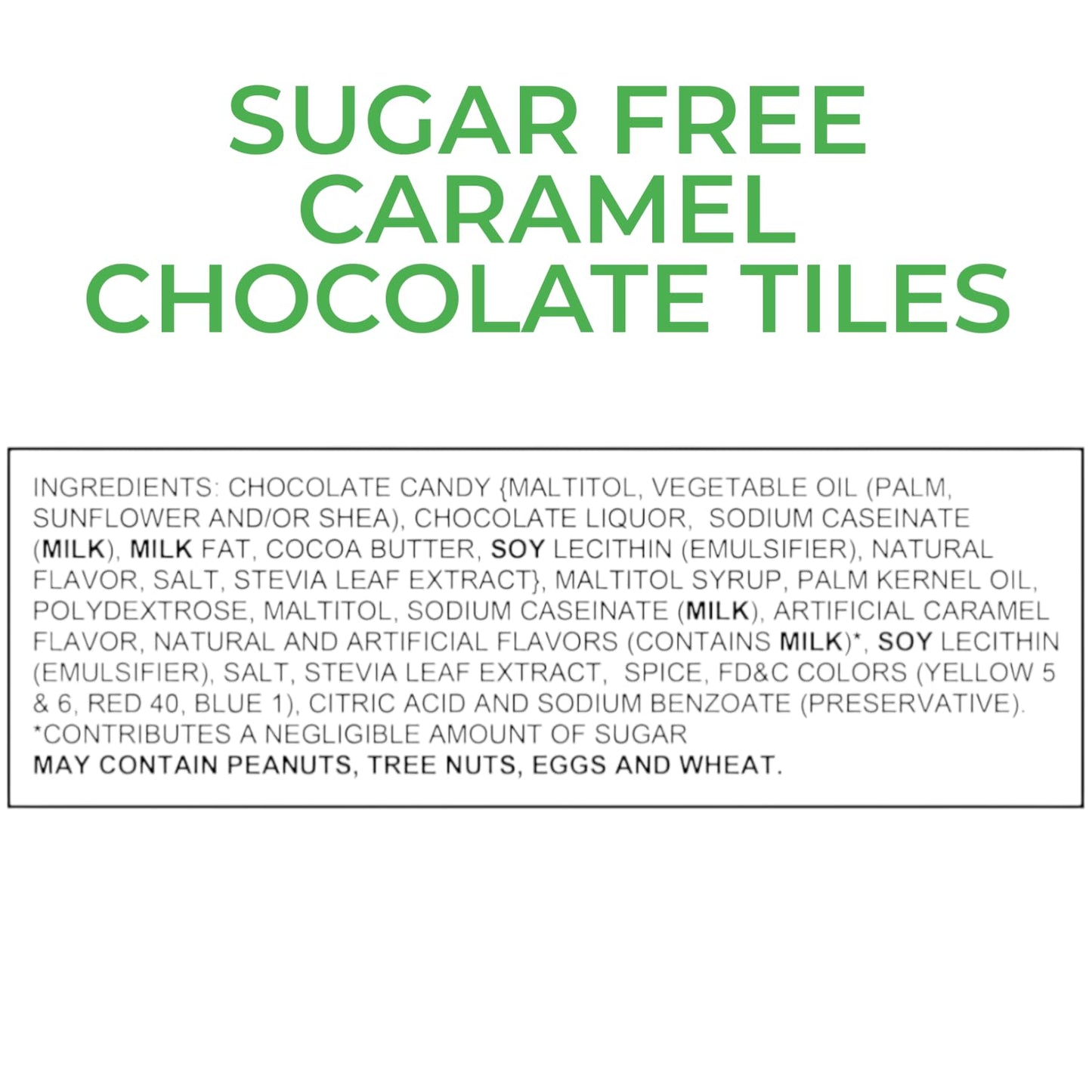 Sugar Free Milk Chocolate Caramel Tiles-1 lb Deliciously Crafted for a Guilt-Free Indulgence Made with Stevia Extract-Perfect for Health-Conscious