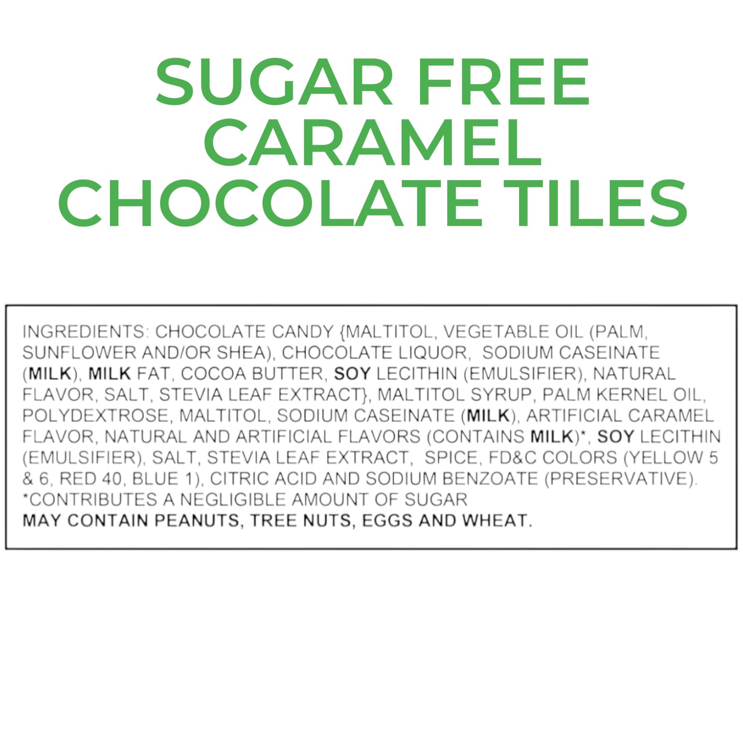 Sugar Free Milk Chocolate Caramel Tiles-1 lb Deliciously Crafted for a Guilt-Free Indulgence Made with Stevia Extract-Perfect for Health-Conscious