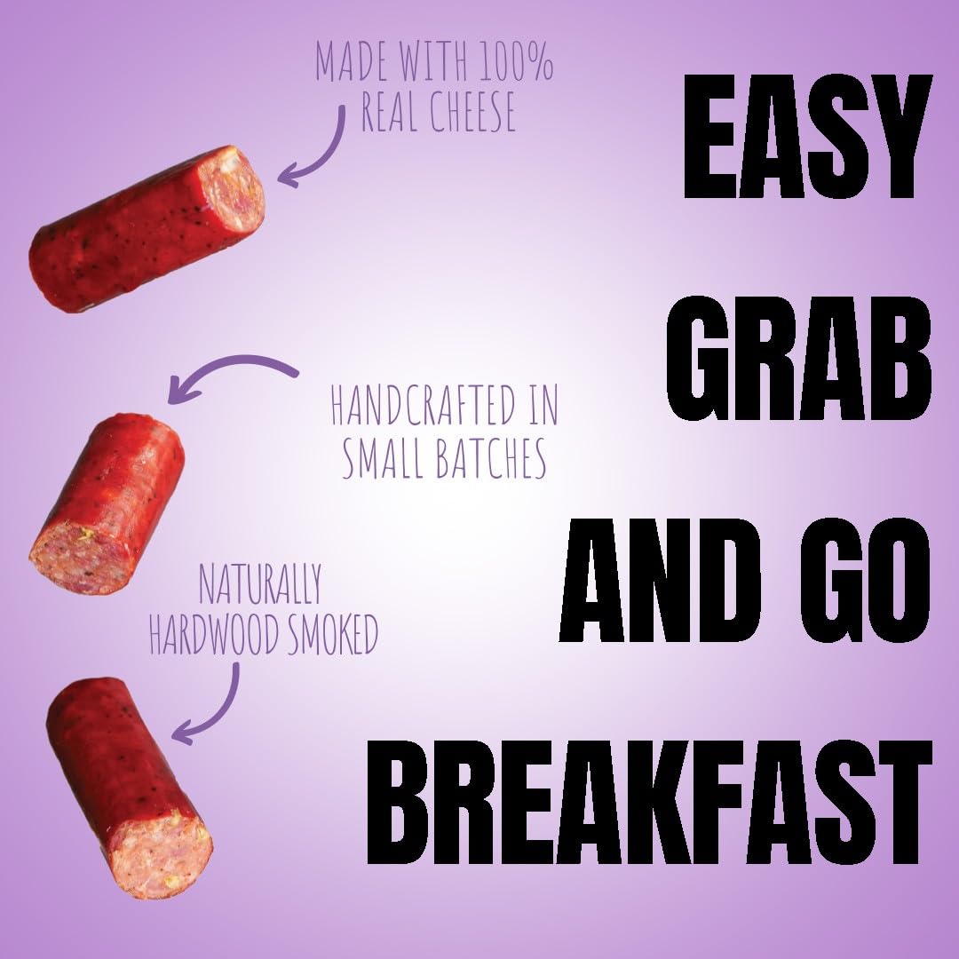 Wicked Cutz Sausage Egg and Cheese Stick, 12g Protein Per Gluten Free Breakfast Stick, USA Made High Protein Carnivore Snacks, Breakfast Meat Sticks