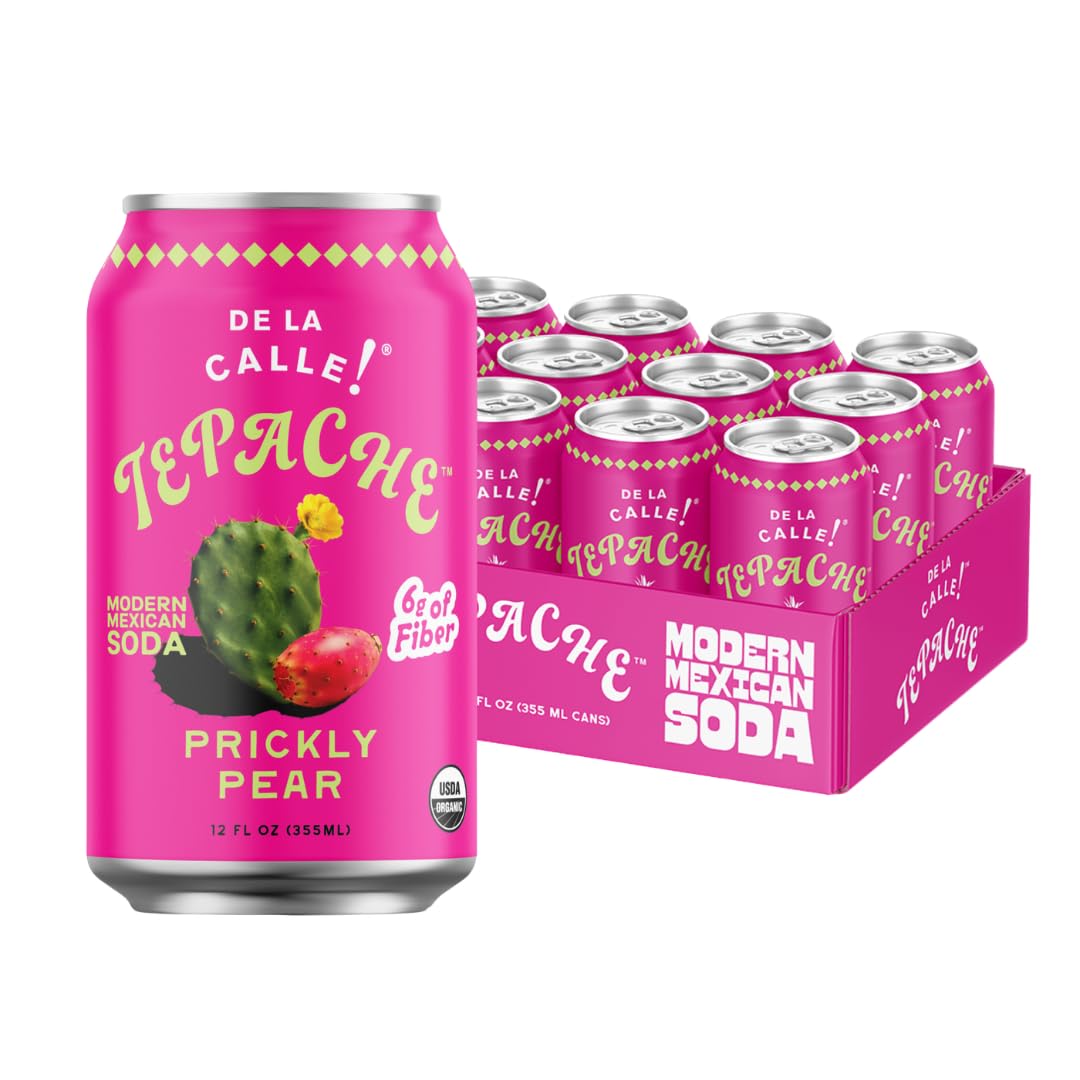 De La Calle Tepache - Cactus Prickly Pear - Modern Mexican Soda - Craft Fermented Pineapple Sparkling Beverage - Certified Organic, Non-Alcoholic