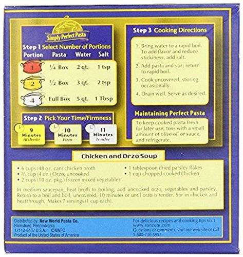 Ronzoni Orzo Enriched Macaroni Non GMO 16 Oz. Pack Of 3.