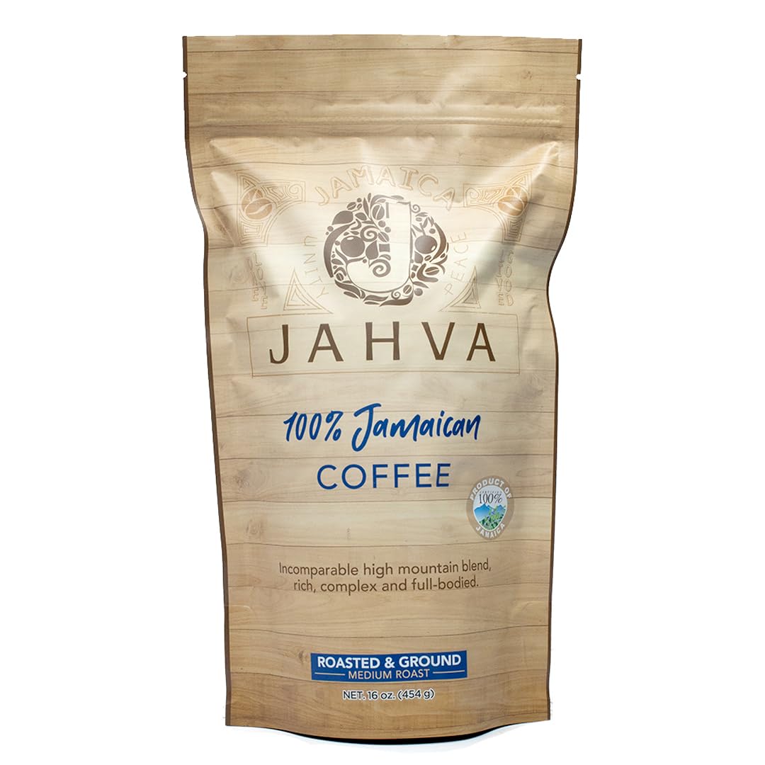 Jahva 100% Jamaican Coffee Medium Roasted and Ground from Jamaica (16oz.)