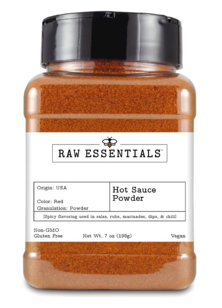 Raw Essentials Hot Sauce Powder Spicy Seasoning, 7 Ounce Bottle