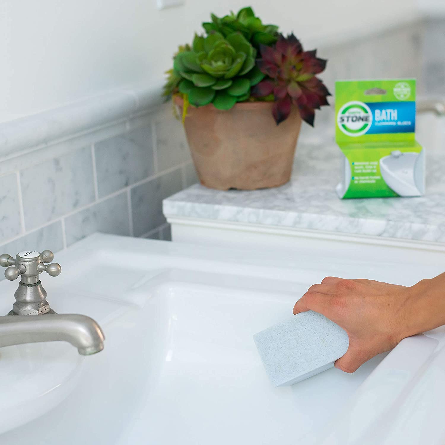 EarthStone International Bathstone Environmentally Friendly Cleaning Block, Cream, Twin (111)