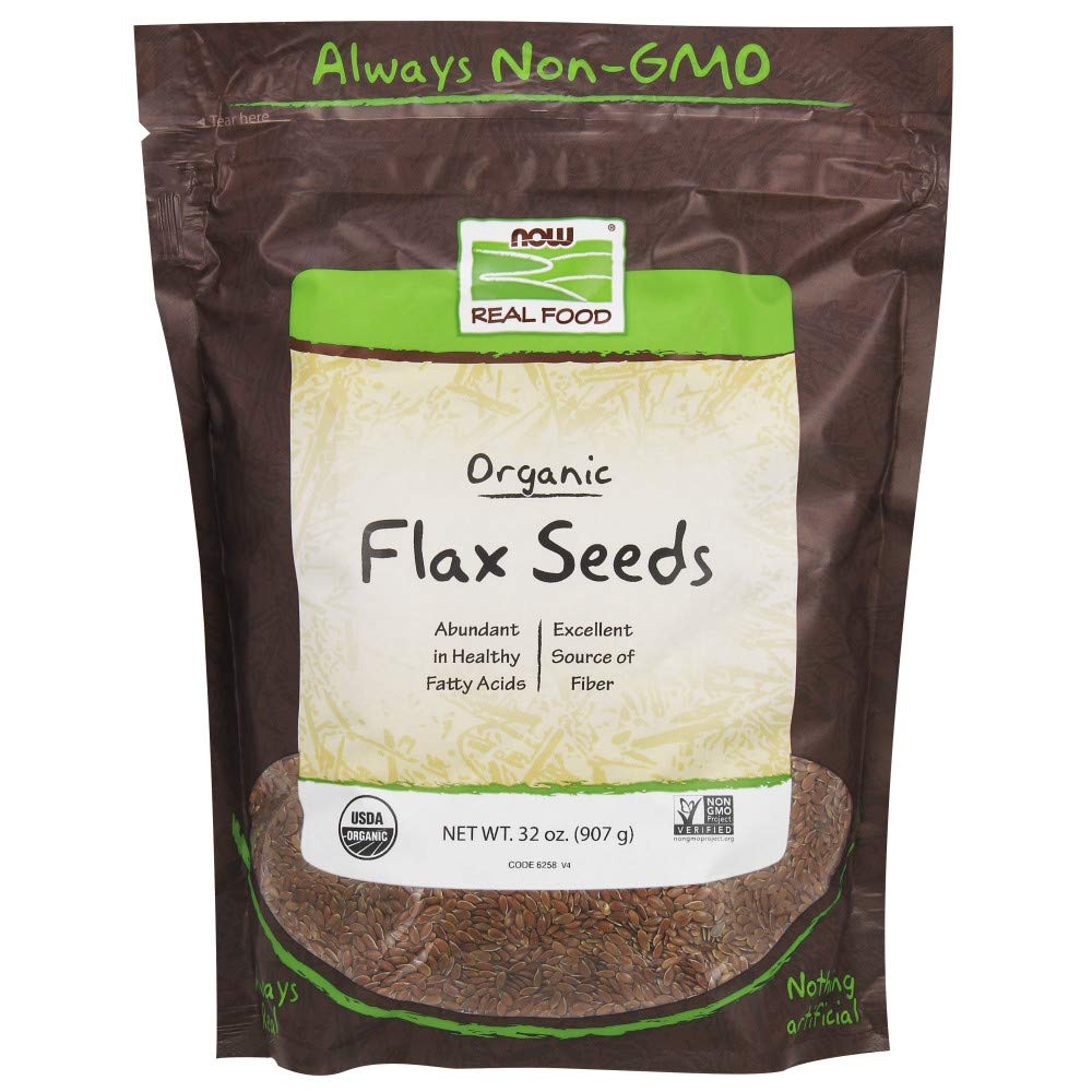 NOW Foods Organic Flax Seed, 32-Ounce (Pack of 8)