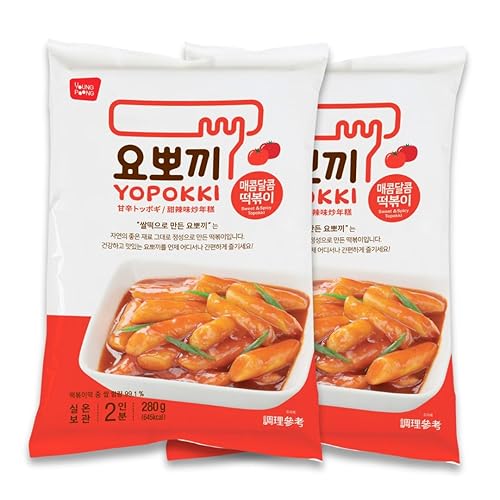 Yopokki Instant Tteokbokki Pack (Sweet Mild Spicy, Pack of 2) Korean Street food with sweet and moderately spicy sauce Topokki Rice Cake - Quick
