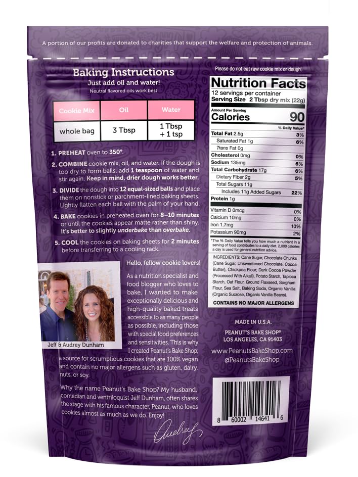 Peanut's Bake Shop - Vegan and Gluten-Free Cookie Mix | Non-GMO, Kosher Cookie Mixes for Decadent Treats (Midnight Chocolate Chunk - 3 Pack)