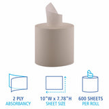 Boardwalk BWK6400 6400 Center-Pull Hand Towels, 2-Ply, Perforated, 7 7/8" x 10", 600 Sheets Per Roll (Case of 6 Rolls)
