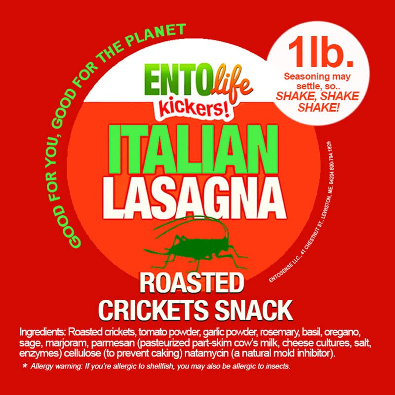 Italian Lasagna Flavored Edible Cricket Snacks - Pound Size - Crickets you can eat - Raised for human consumption, 16 Ounce