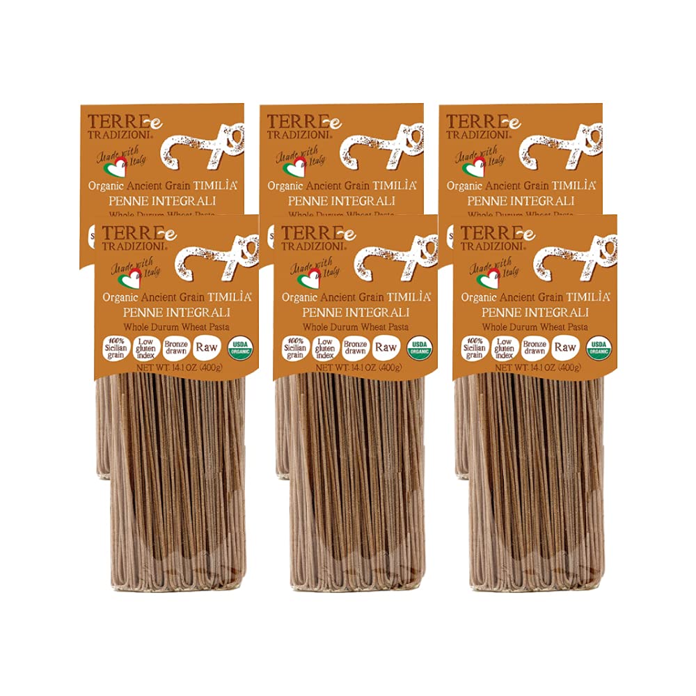 Tere e Tradizionni Organic Timilia/Tumminia Low-Gluten Index Whole Wheat Spaghetti Pasta - Ancient Grains Grown in Sicily Italy - Al Dente Texture