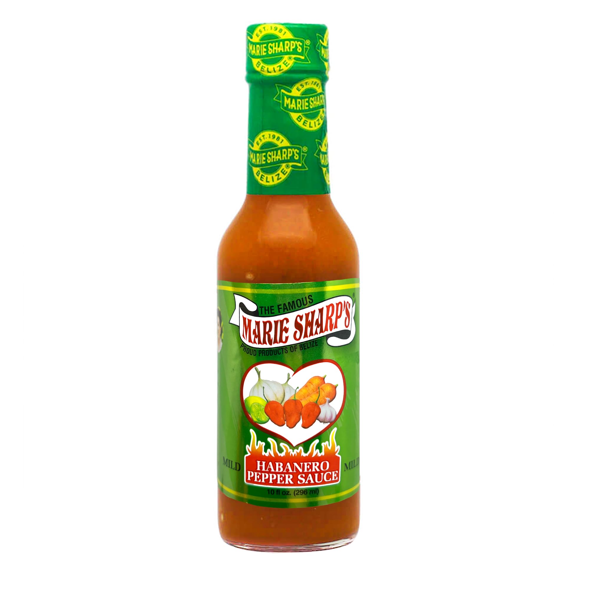 Marie Sharp’s Mild Habanero Pepper Sauce, 10 oz | Belizean Hot Sauce with a Gentle Kick | All-Natural Ingredients [Pack of 2]