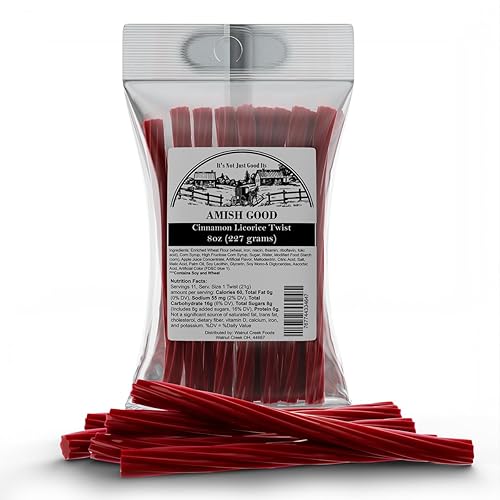 Amish Good Gourmet Licorice Twist Candy - Premium Sweet & Chewy Treat, Cinnamon Jumbo Licorice Twist Perfect Snack Under 100 Calories