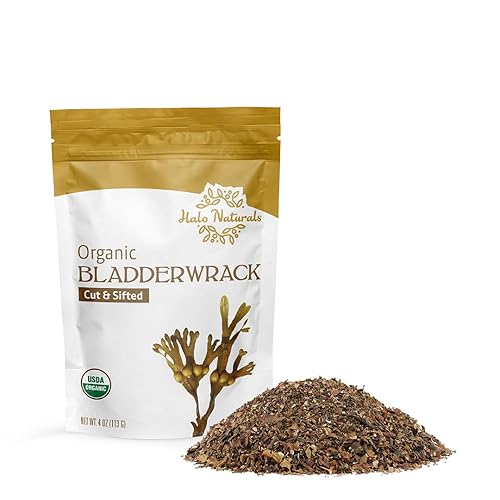 Halo Naturals Organic Bladderwrack Cut & Sifted, 4 Ounces USDA Certified | Resealable Pouch| Packaged in The USA