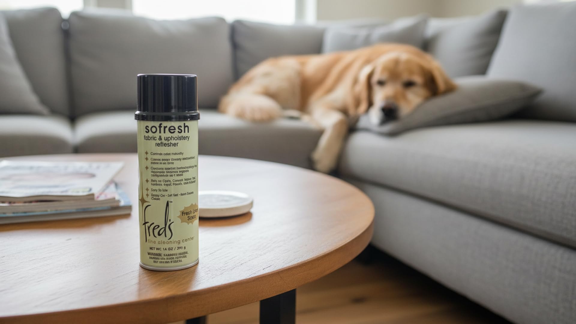 Fred's Sofresh Fabric and Upholstery Refresher - Odor Eliminator, Fabric Freshener for Couch, Carpet, Rugs, 14 Ounce, Fresh Linen Scent, Spray