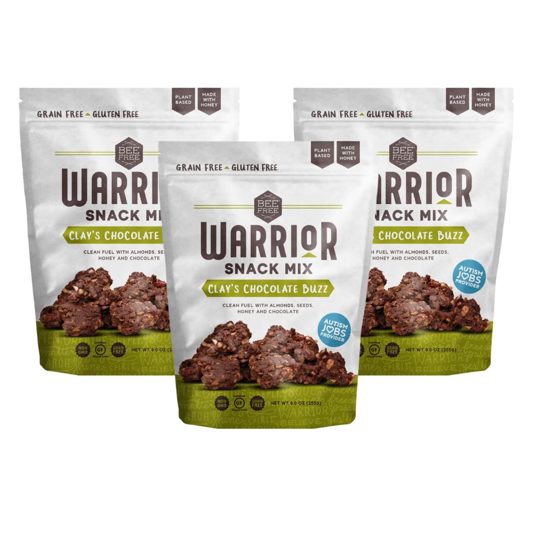 BeeFree Warrior Mix Gluten Free Granola - Chunky Granola Bites | Paleo Granola, Low Carb, Grain Free, Preservative Free, Oat Free | Granola