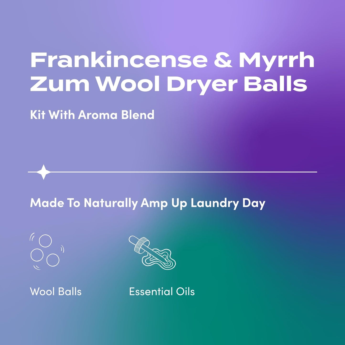 Zum Indigo Wild Laundry Dryer Balls Kit - Wool Laundry Balls for The Dryer - Essential Oil Spray - Reusable Drying Balls for Laundry - Frankincense