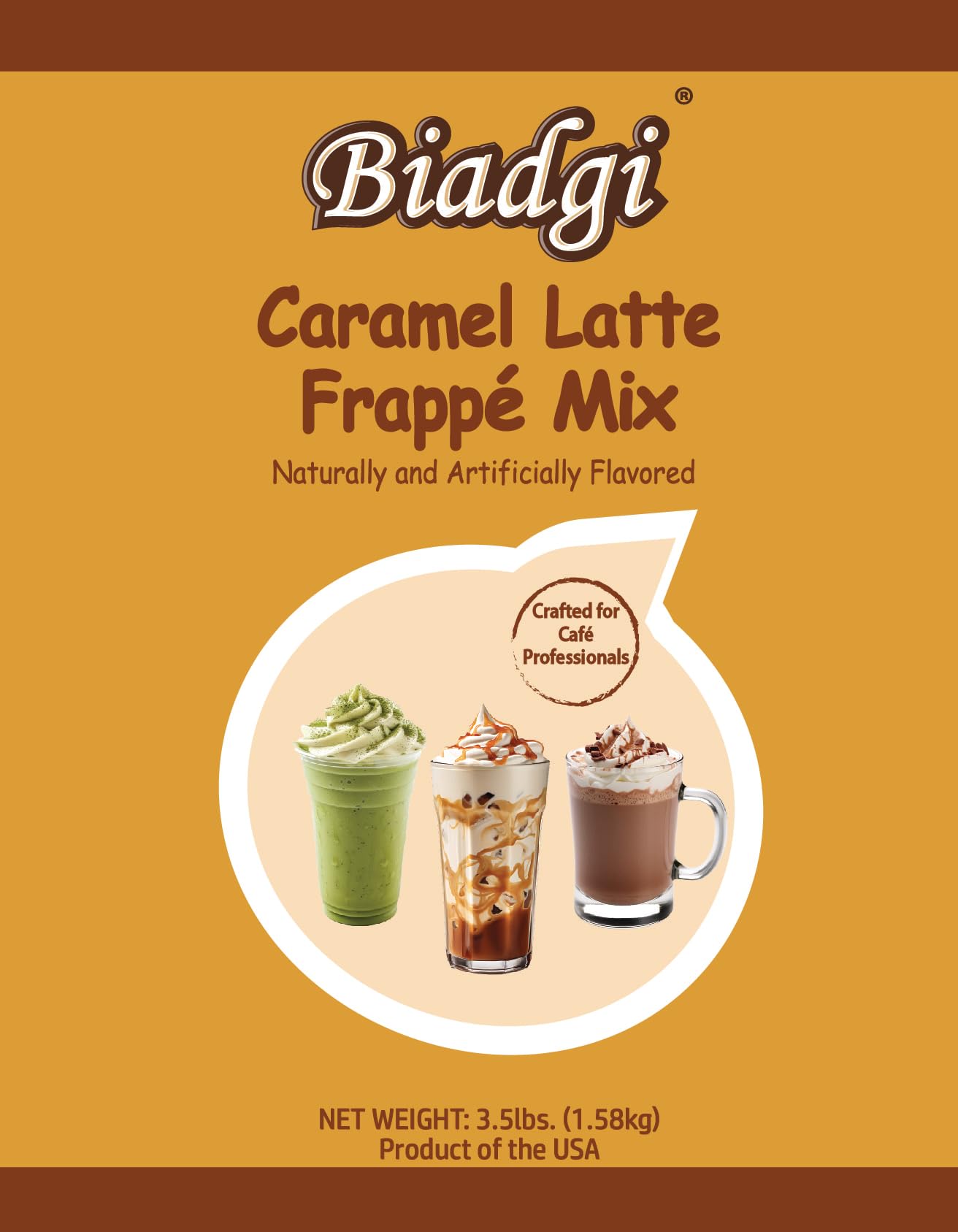 Biadgi Caramel Latte Frappe Mix, 3.5lbs.