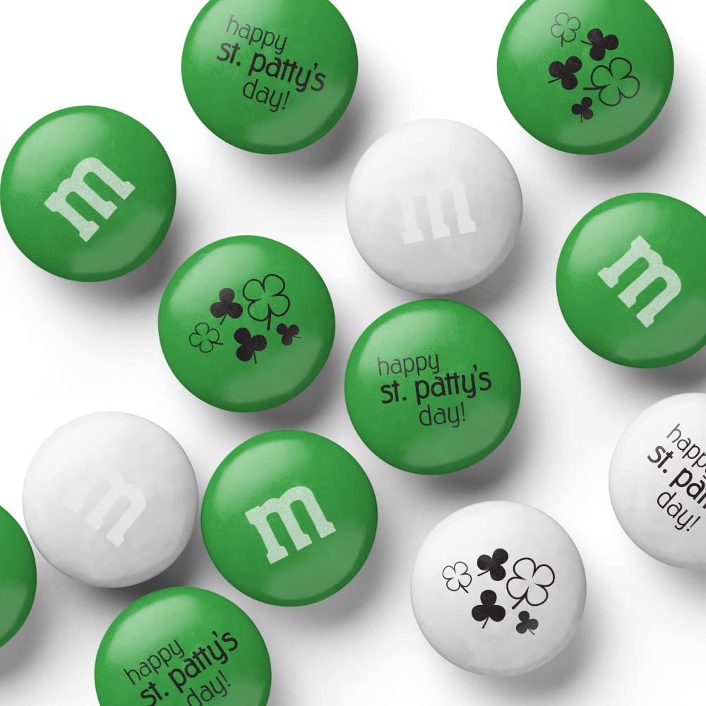 M&M’S WORLD Pre-Designed St Patricks Day Milk Chocolate Candy-2lbs of Bulk Candy in Resealable Pack for the Perfect Green and White Party,St Patrick's