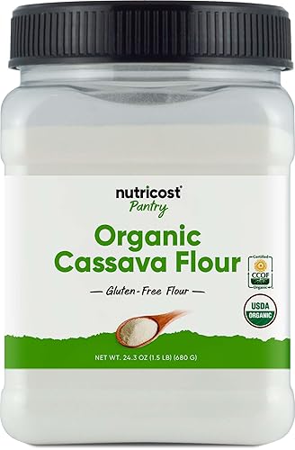 Nutricost Pantry Organic Cassava Flour (1.5 Pound Bottle) Gluten Free, Non-GMO, Vegan Pure Powder For Baking, Cooking, Etc.