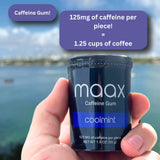 Maax Caffeine Energy Gum | 125mg of caffeine per piece | Coolmint | 25 pieces per container