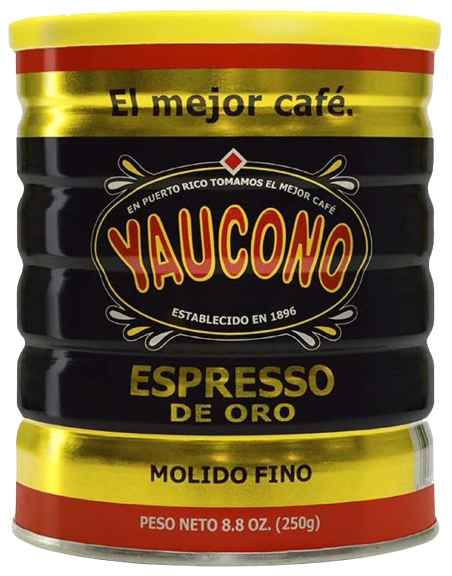 Alto Grande Super Premium Medium-Dark Roast Ground Coffee, and Yaucono Espresso De Oro Dark Roast Fine Ground Coffee, 8.8 Ounce Canisters, Puerto Rico