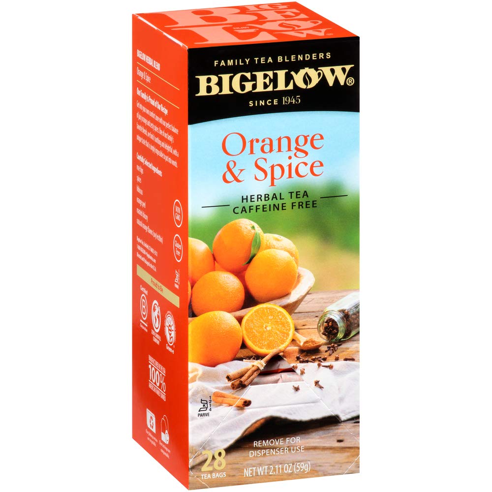 Bigelow Orange & Spice Herbal Tea 28-Count Box (Pack of 1) Caffeine-Free Soothing Herbal Tea Sweetly Citrus-y Tea with an Herbal Twist