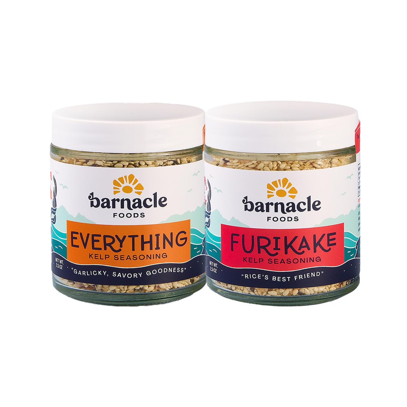 Barnacle Foods Kelp Seasoning Variety Pack | 2.5 oz. | Everything Bagel & Furikake Rice Seasoning | Great Spice for Cooking, Meals & Snacks | Made in
