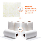 Full Circle Tough Sheets Reusable Plant-based Paper Towels - Super-Absorbent, Bamboo Towels - Multi-Use Cleaning Products - 30 Sheet Roll