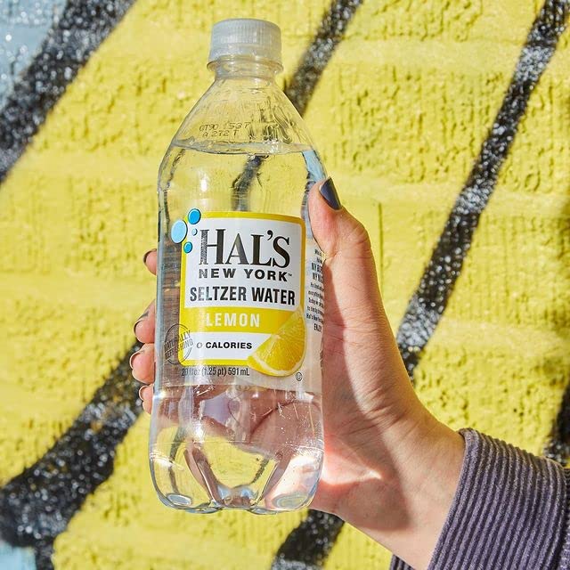 Hal's New York Seltzer Water, Lemon Sparkling Water, 20 Fl Oz Bottle (Pack of 6)