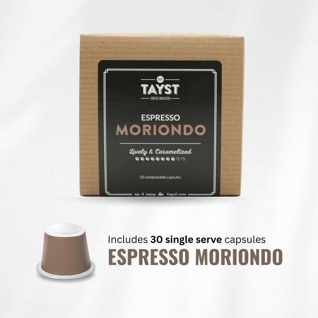 Tayst Espresso Pods, Espresso Moriondo Coffee Capsules, Compatible with Original Nespresso Machine, Sustainable Single Serve, Pack of 30